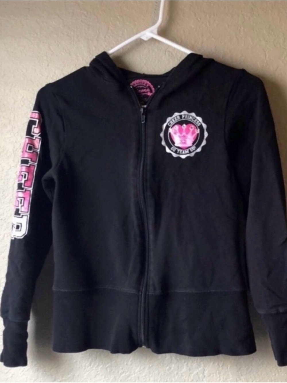 Arizona Hoodie Girls Y2K Black Cheer Long Sleeve Zip Fleece Jacket Large 14/16